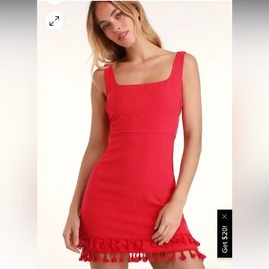 Lulus Feel the Sunshine Red Tassel Mini Dress